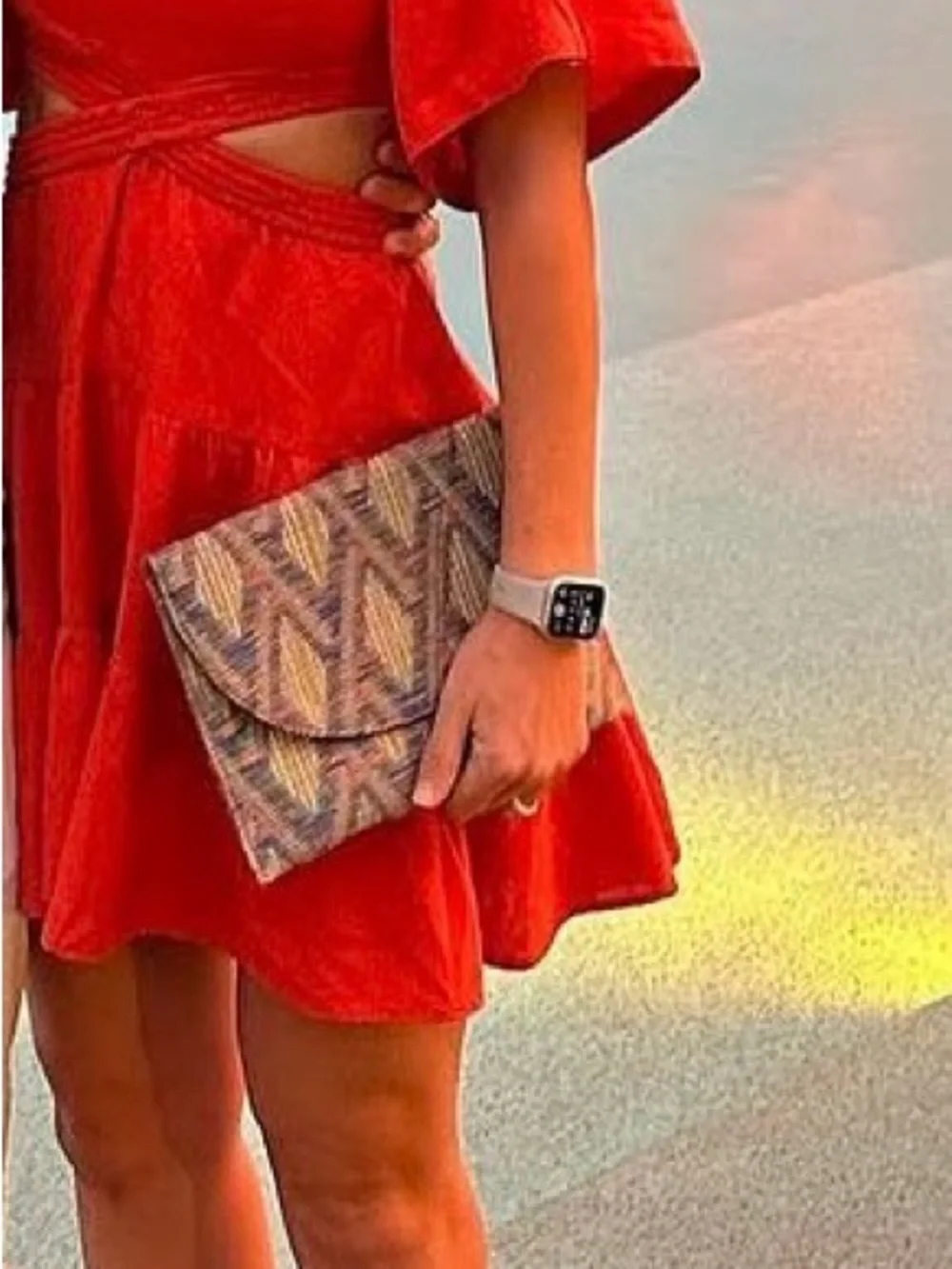 Coral Free People Off-Shoulder Tie-Front Dress